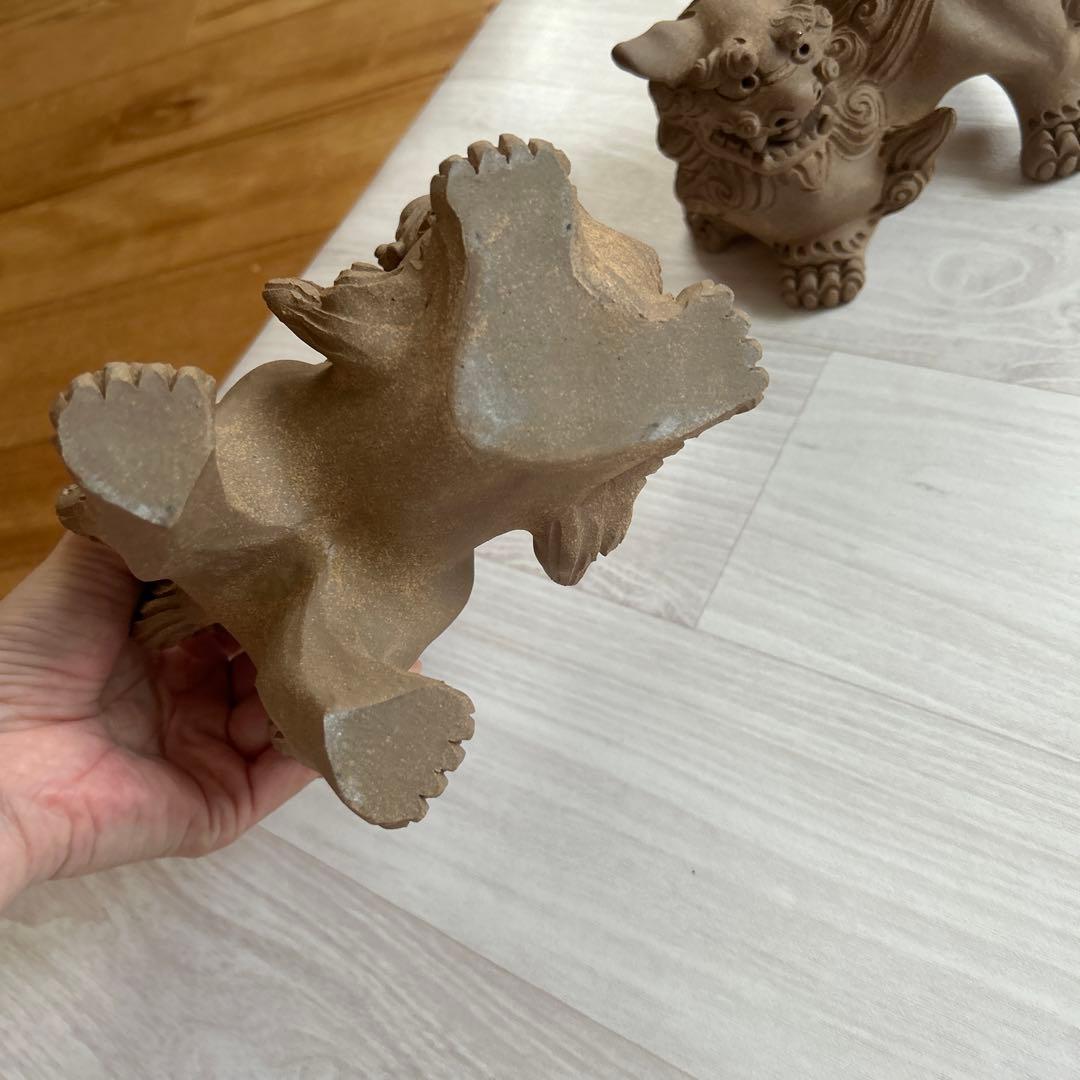 美品　置物、魔除け　沖縄　シーサー　ペア