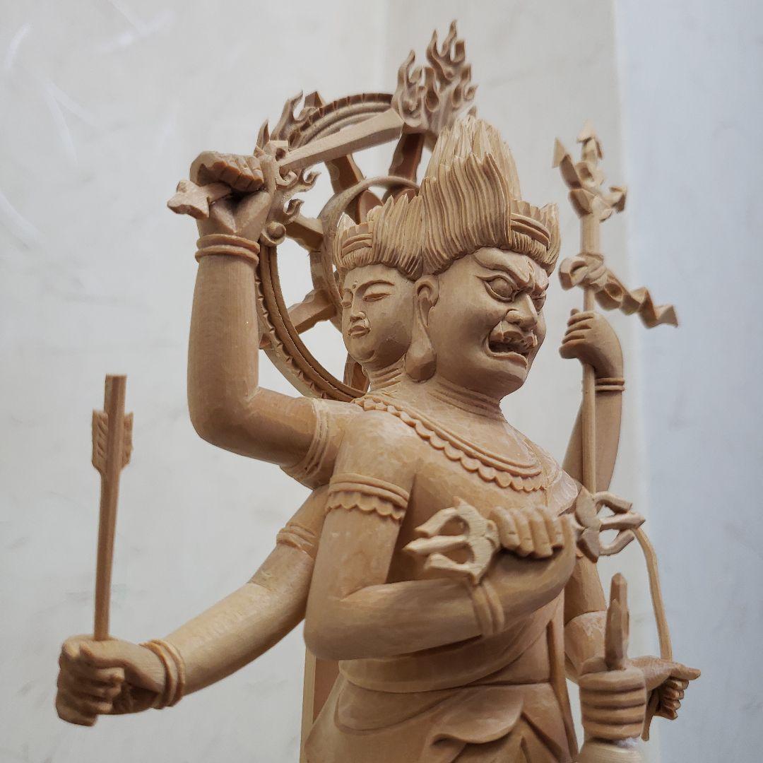 Bフライデー蔵出し特価仏像☆ヒバ材 三宝荒神像6寸☆全高 約35cm