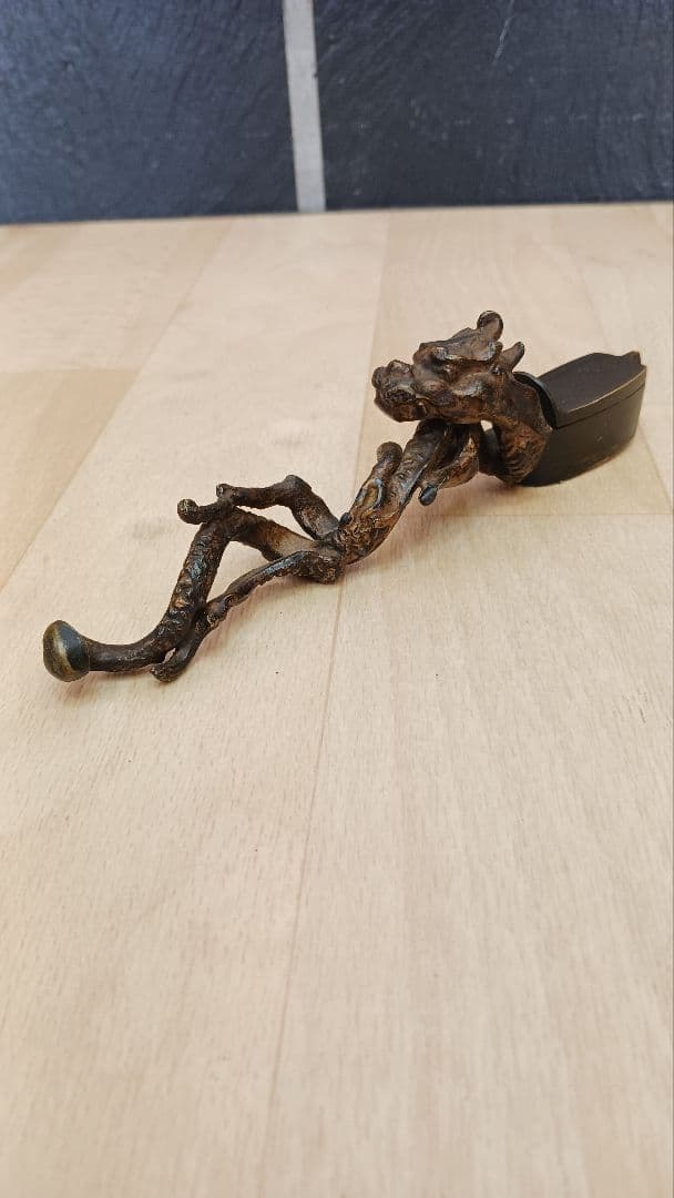 時代物　銅製　矢立　龍形　書道具　黄銅　真鍮
