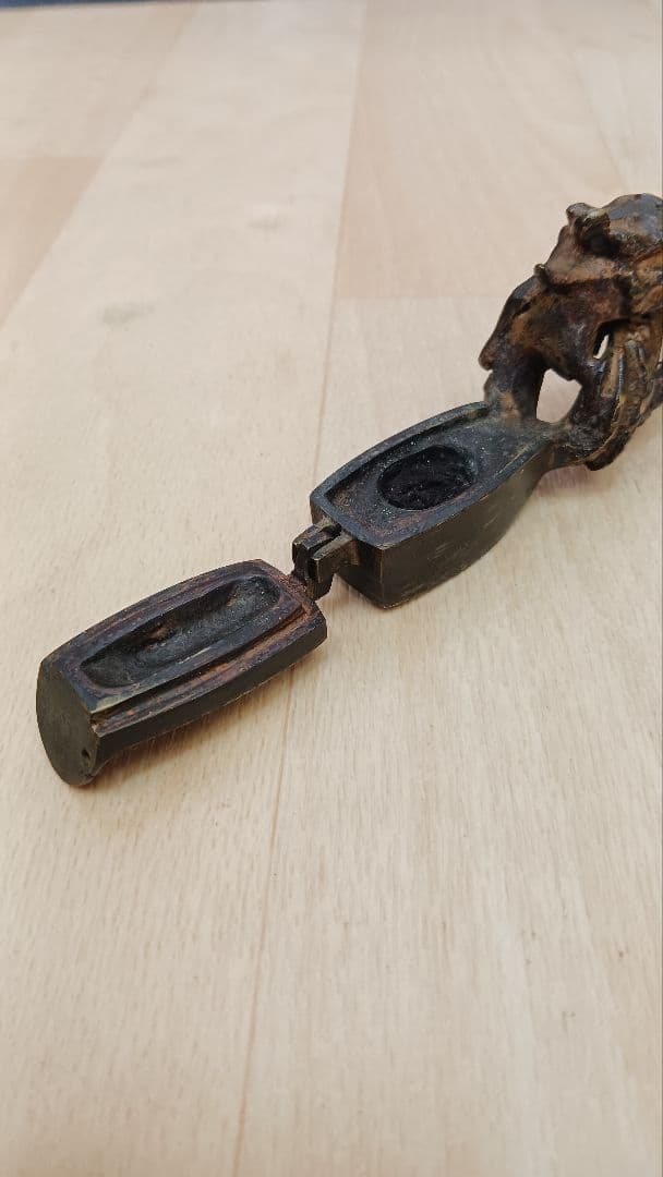 時代物　銅製　矢立　龍形　書道具　黄銅　真鍮