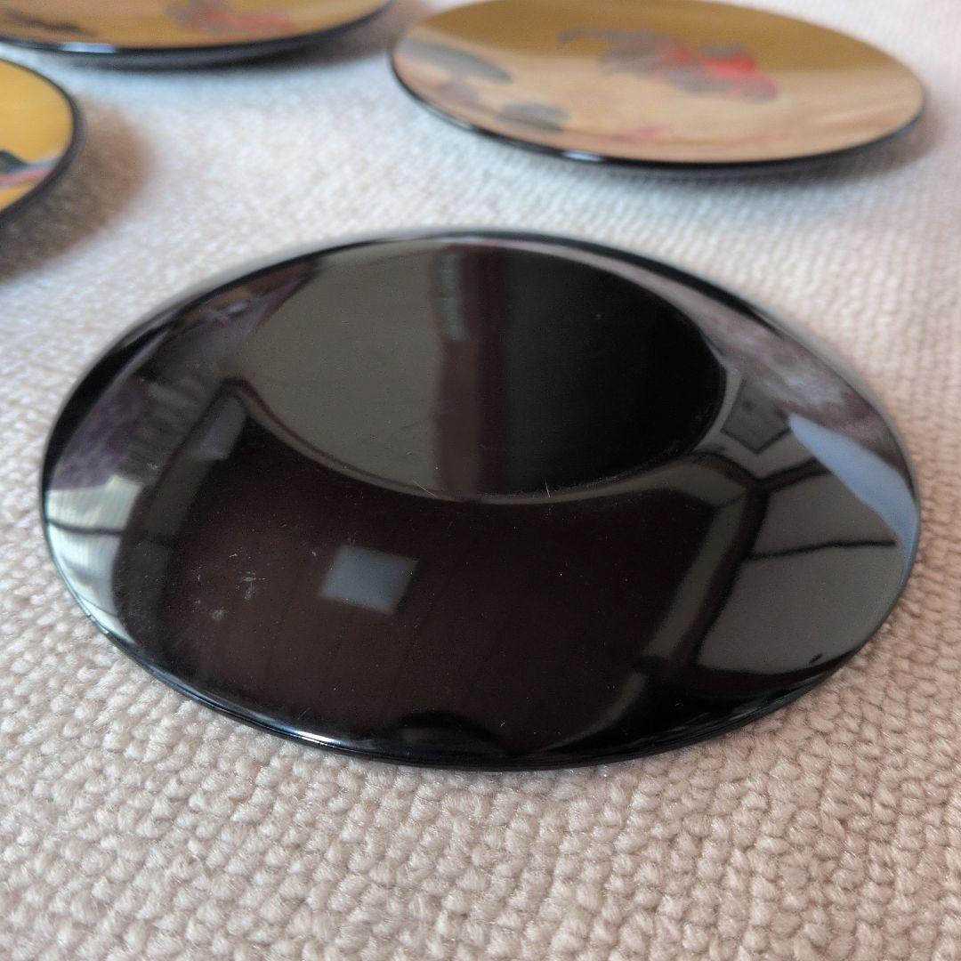 金地　金魚・猪苗代湖デザイン　金色小皿　8枚セット