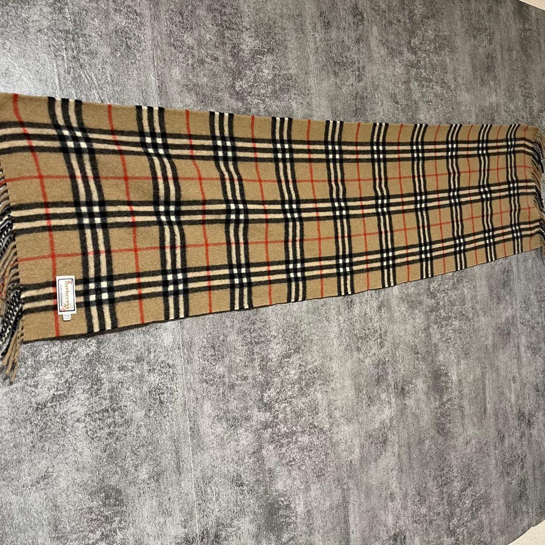 美品 バーバリー Burberry ノバチェック ピュアカシミヤ マフラー