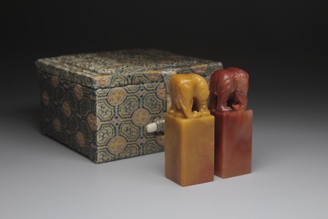 高級印材 極上芙蓉石 象印鈕対章 芙蓉石 印材 寿山石 篆刻【正一