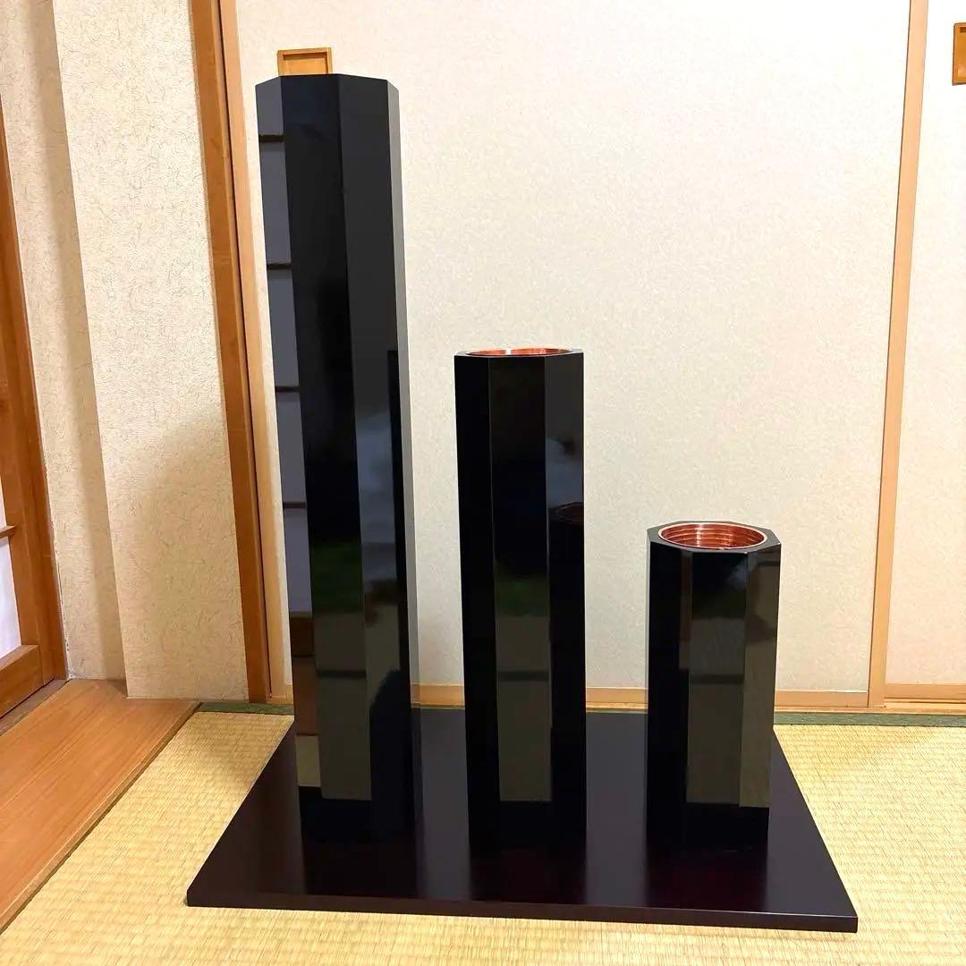 52 美品！！　八角長三管筒　3本セット　花入れ　生け花　未生流　御室流　花器 52 美品！！ 八角長三管筒 3本セット 花入れ 生け花 未生
