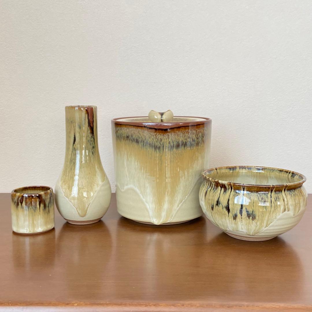 皆具 朝鮮唐津 宇田佐平 ボール箱入 茶道具 水指 蓋置 杓立