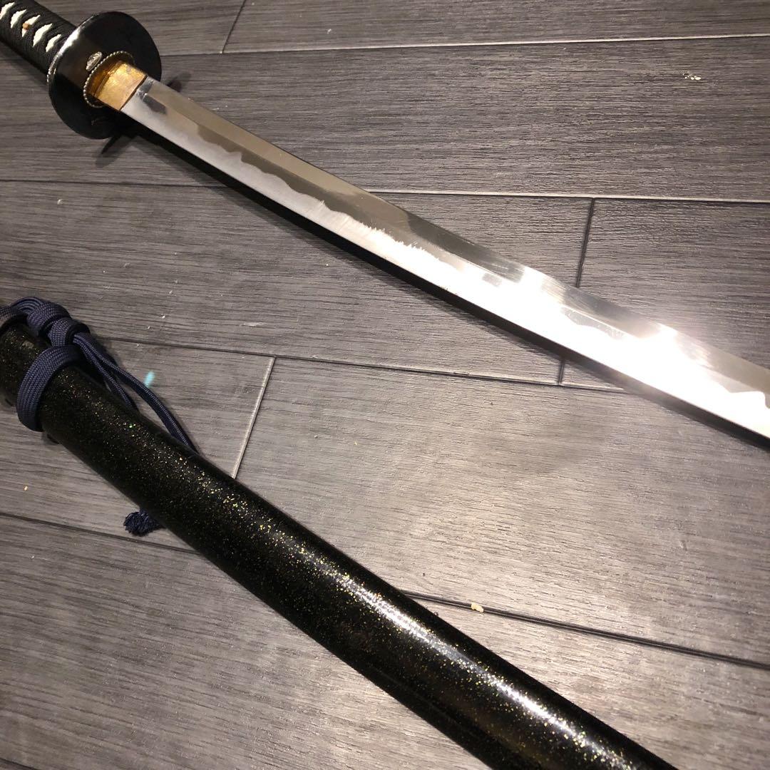 高級模造刀　居合刀　黒拵え　亜合金刀身　優乱刃紋