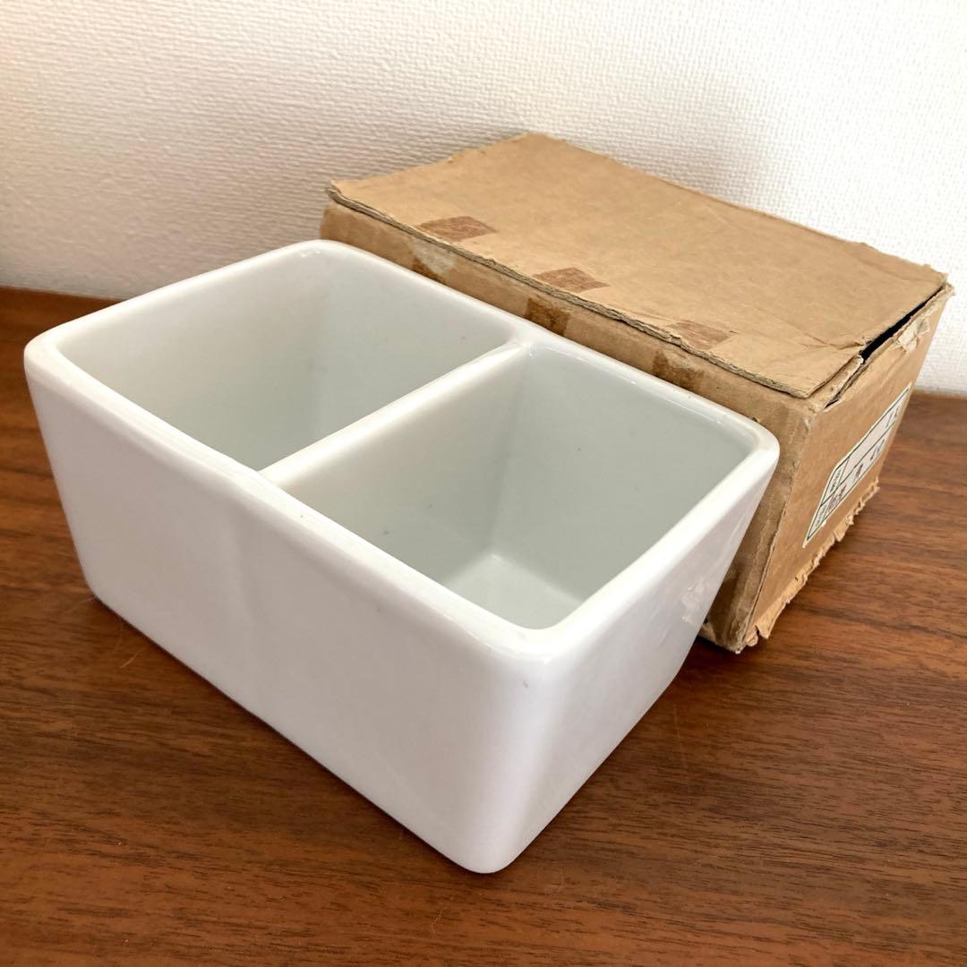 陶器製 角型2分割筆洗 筆洗い 白磁 画材用具 - メルカリ