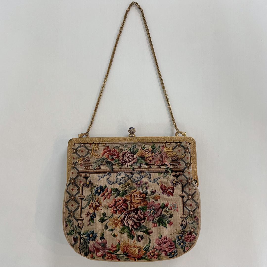 プチポワン刺繍　パーティーバッグ