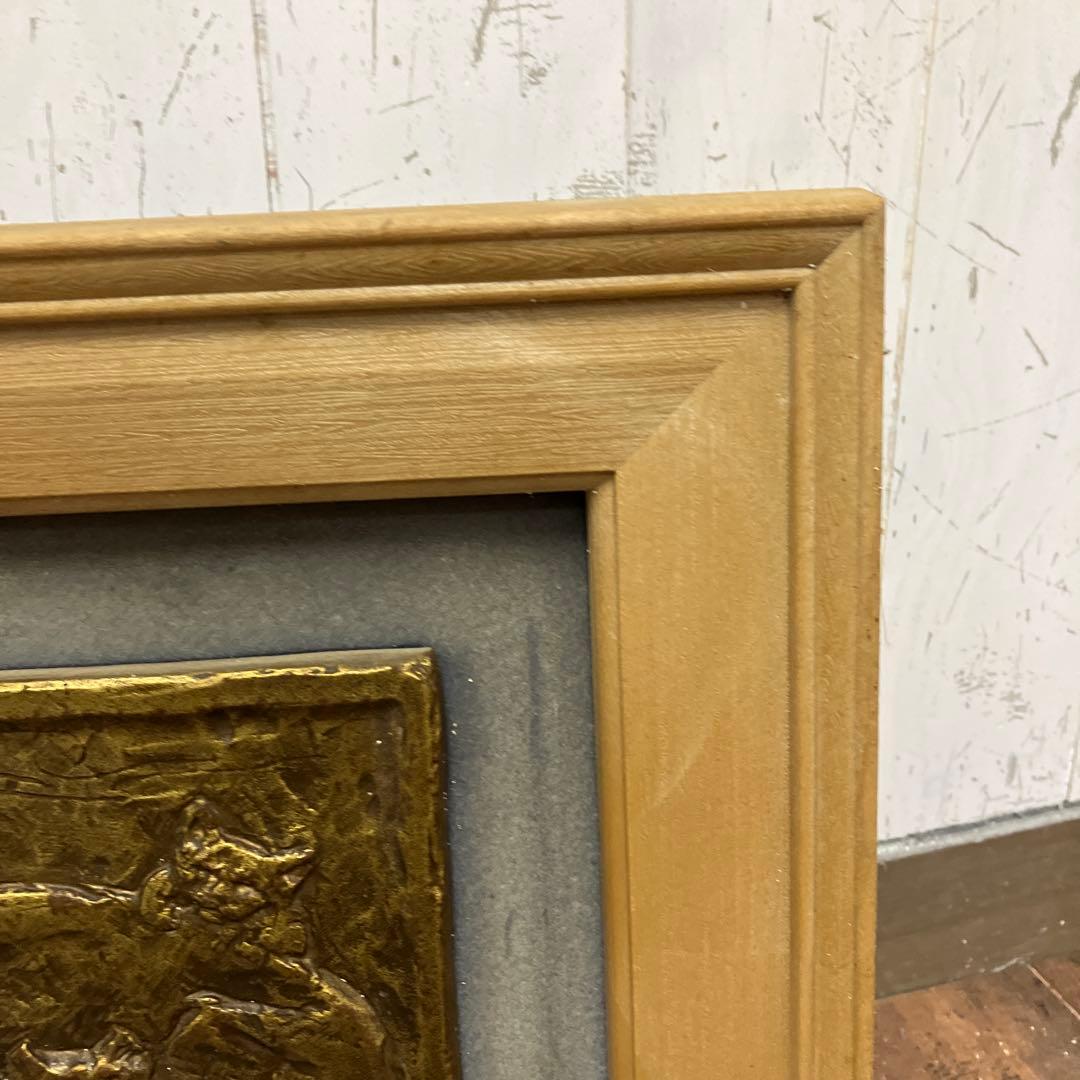 昭和レトロ 献身 レリーフ 額装 額縁 ブロンズ 彫刻 アート 工芸品 壁飾り