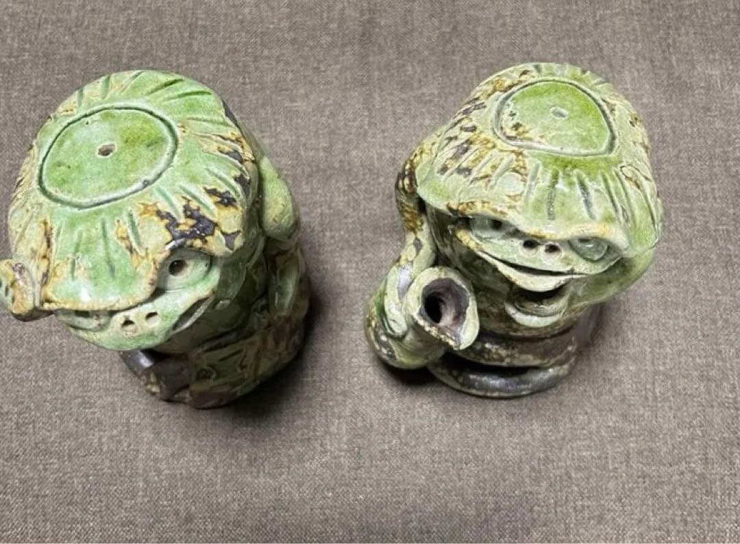 信楽焼】カッパ夫婦 縁起物 陶器