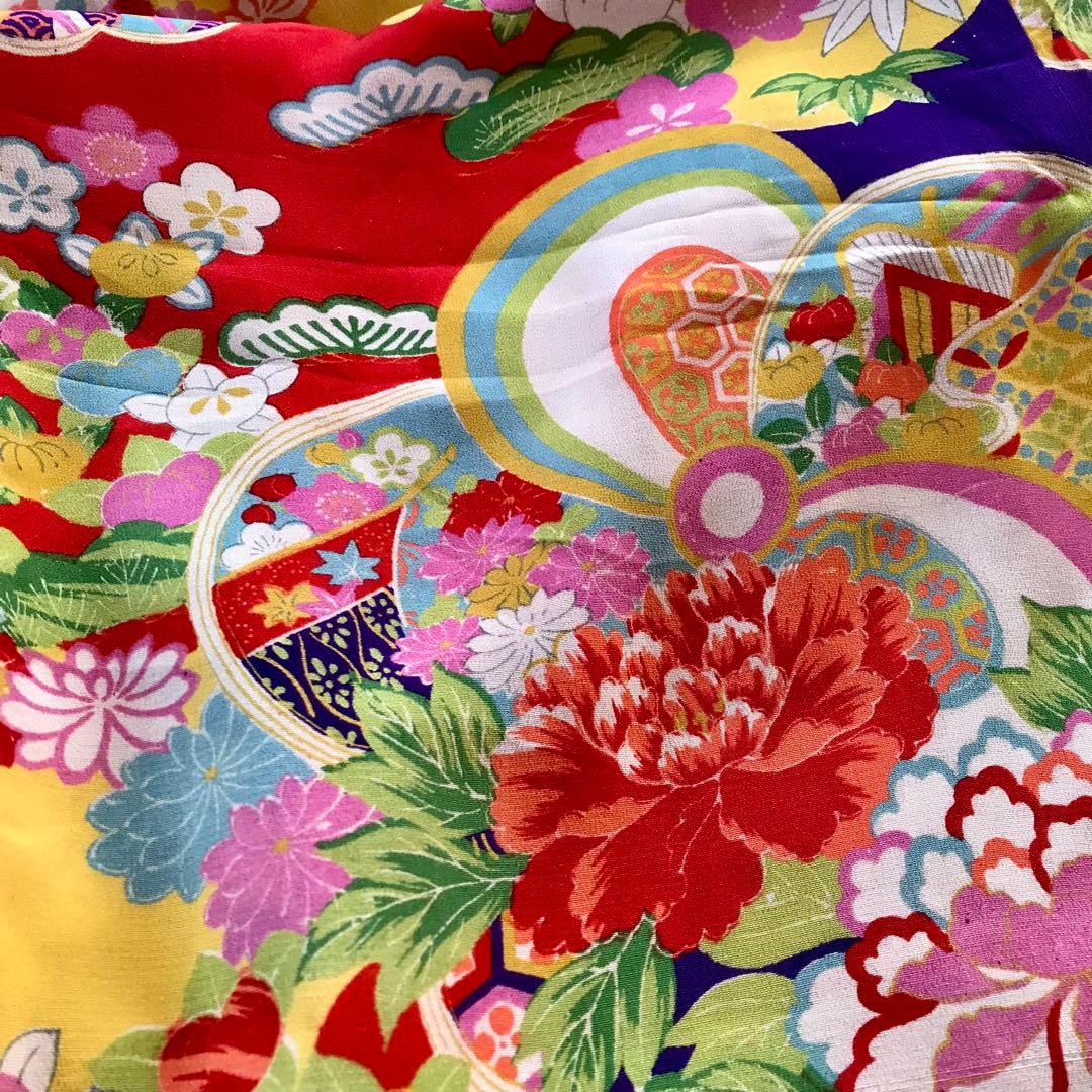 正絹 アンティーク着物 女の子 七五三 ◇雪輪 まり 橘 古典柄