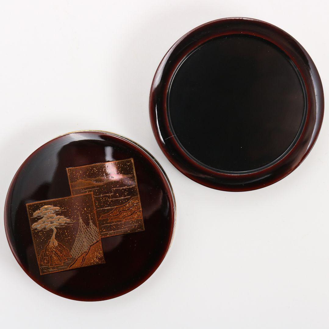 蒔絵師 池端治峰作 色紙蒔絵 香合 輪島塗 茶道具 共箱　rC798　N4