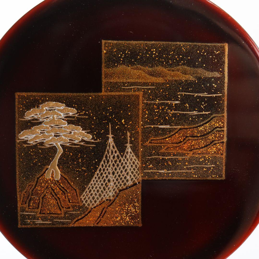 蒔絵師 池端治峰作 色紙蒔絵 香合 輪島塗 茶道具 共箱　rC798　N4