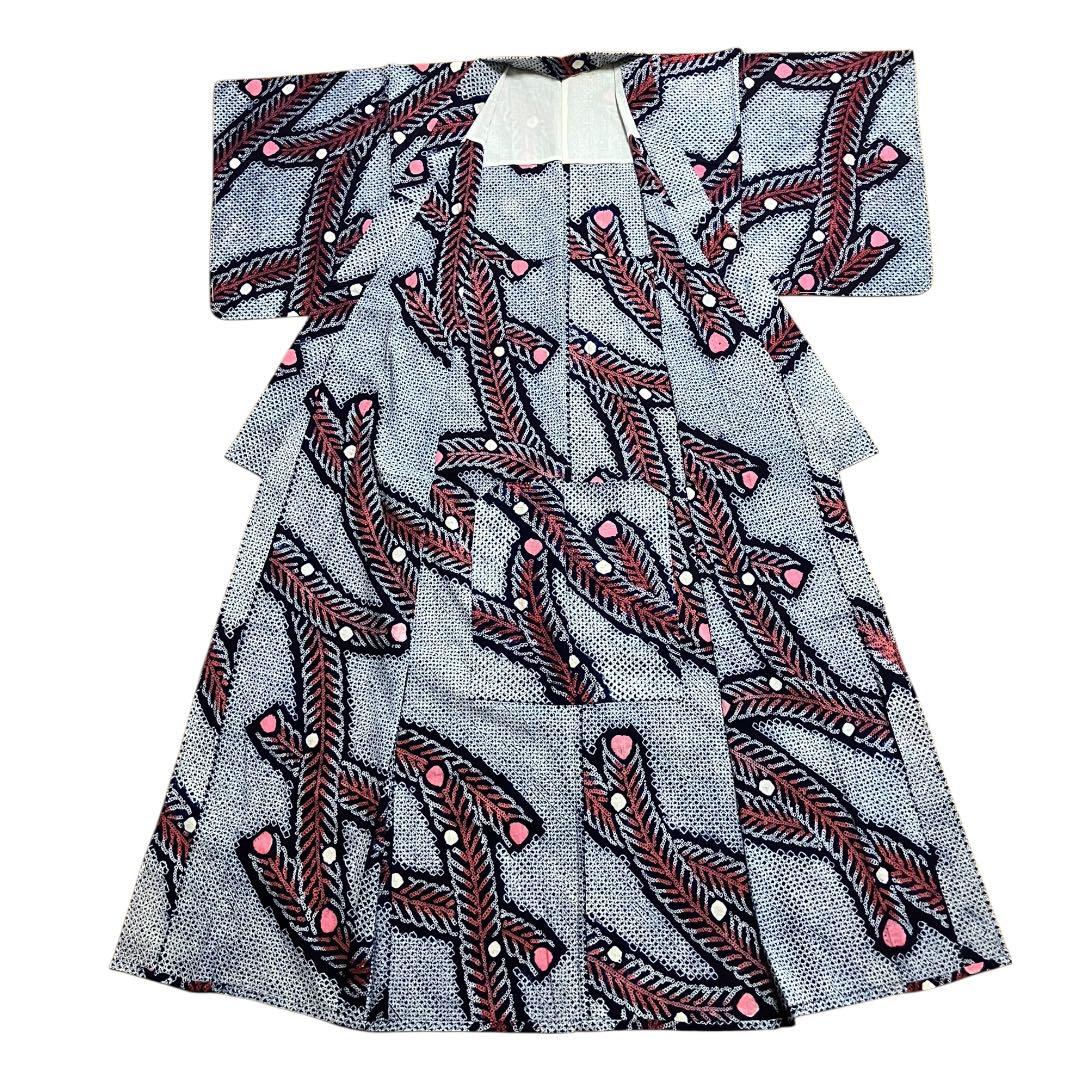 浴衣 有松鳴海絞り 孔雀羽文 ネイビー 綿 手縫い しつけ糸付 夏 和装 逸品