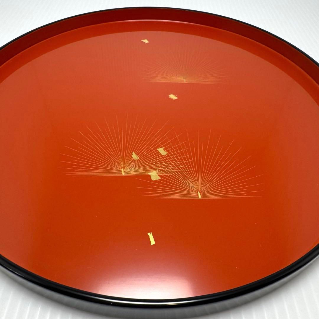 新品 高級 輪島塗 漆器 天然木 金箔 丸盆 お盆 お膳 トレー 伝統工芸