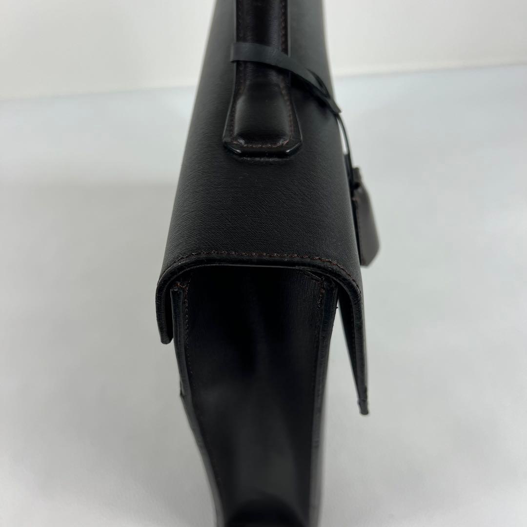 ダンヒル ブリーフケース ビジネスバッグ レザー ダークブラウン フラップ 鍵付