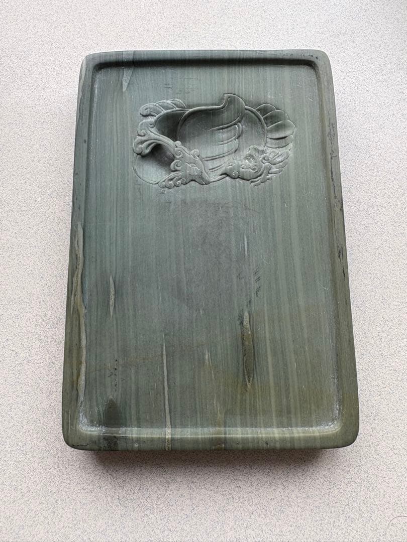 松花江緑石硯 双鳳硯 硯（すずり）