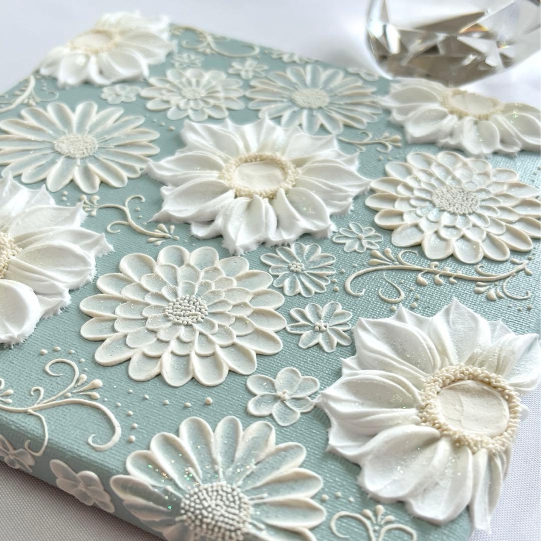 テクスチャーアート　絵画　インテリアアート　立体　花　絵　ボタニカルアート　現代