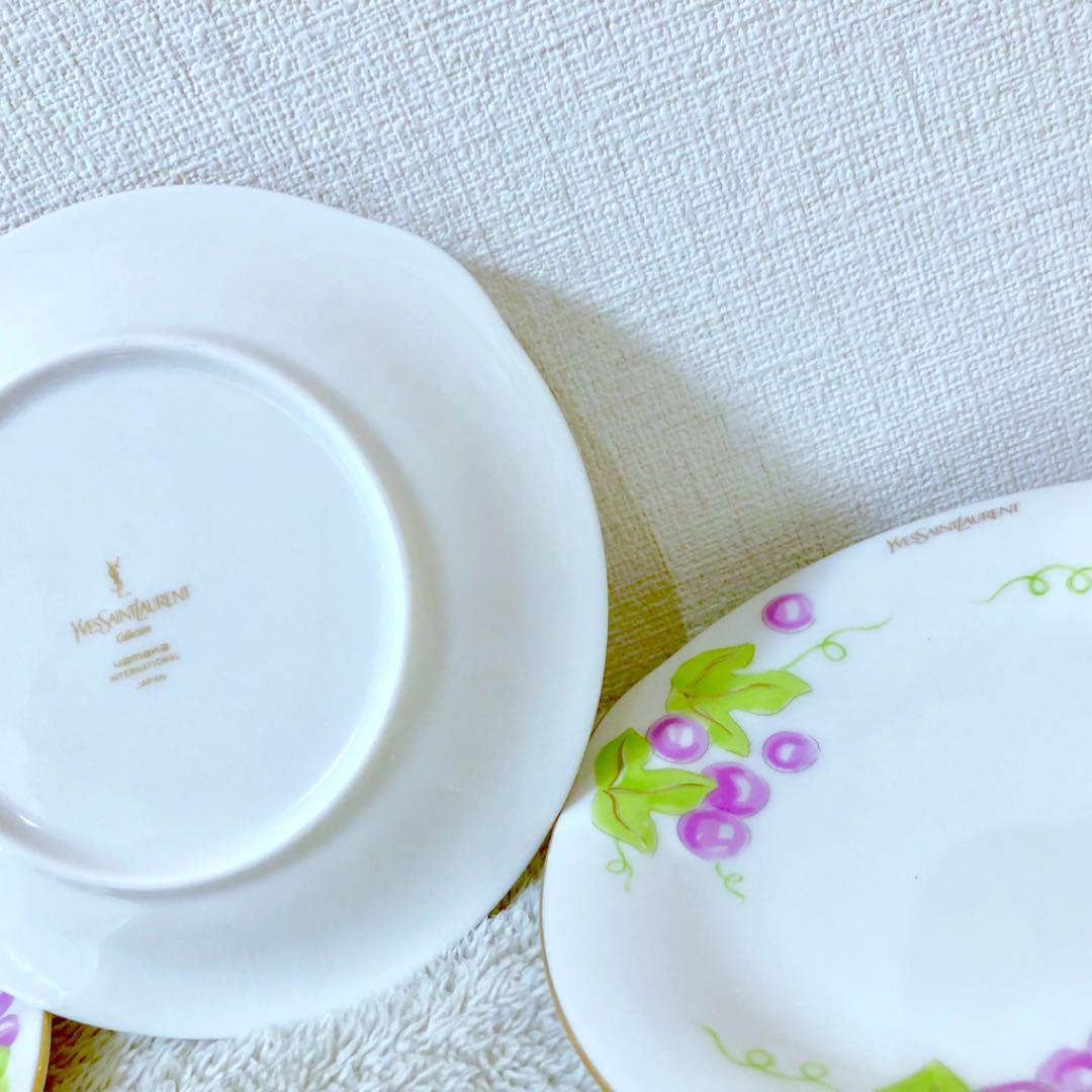 YSL 新品イヴ・サンローランケーキプレート皿5枚セット ぶどう柄