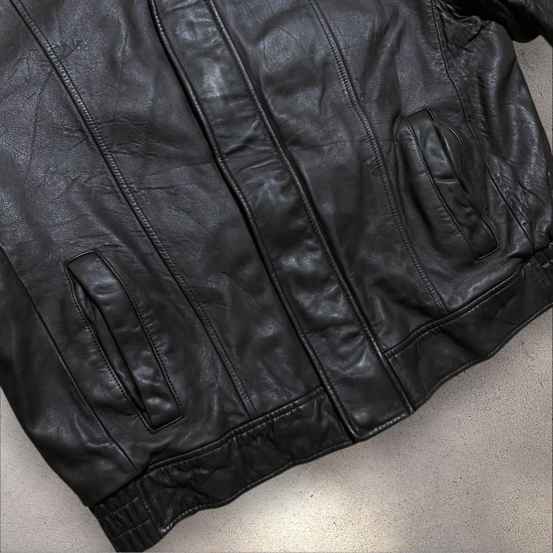 マベレザーA2ブラックスウィングトップスタンドカラー短丈本革ハイネックブル