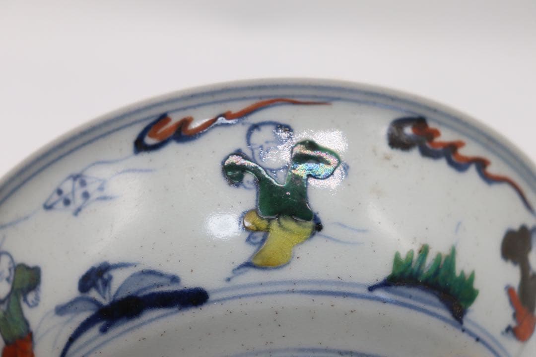 中国　とう彩　唐子紋盤　大明年製　送料込み0115