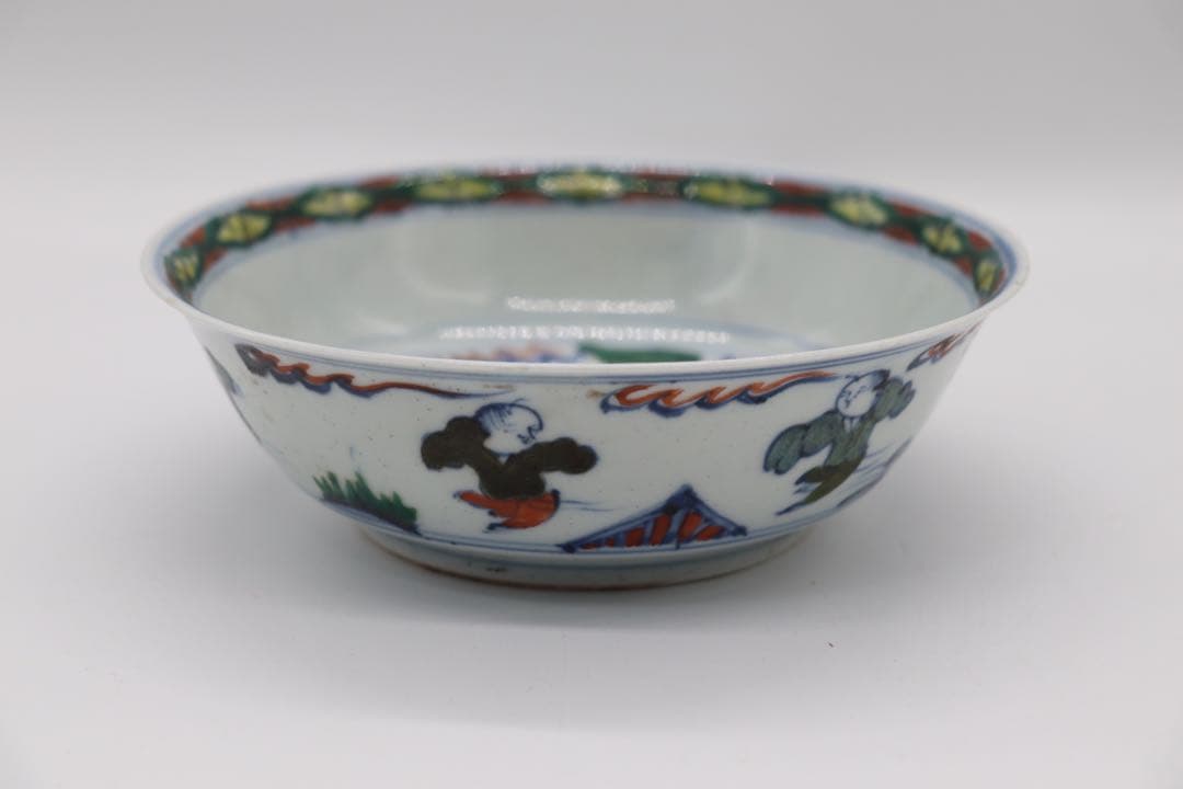 中国　とう彩　唐子紋盤　大明年製　送料込み0115