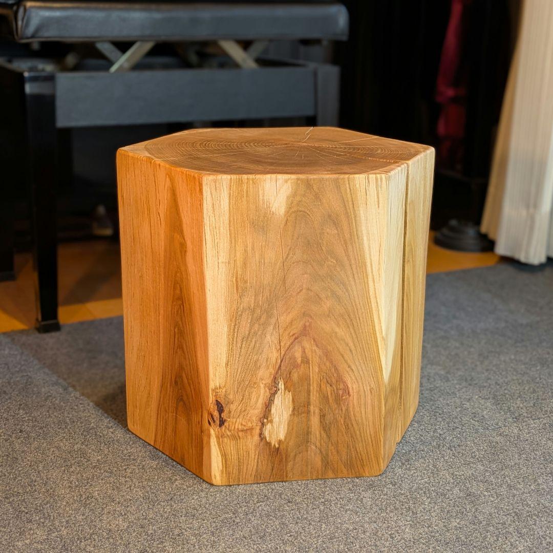 ピーナッツ様確認用　山桜　六角形　 天然木　椅子　スツール　高さ約35㎝