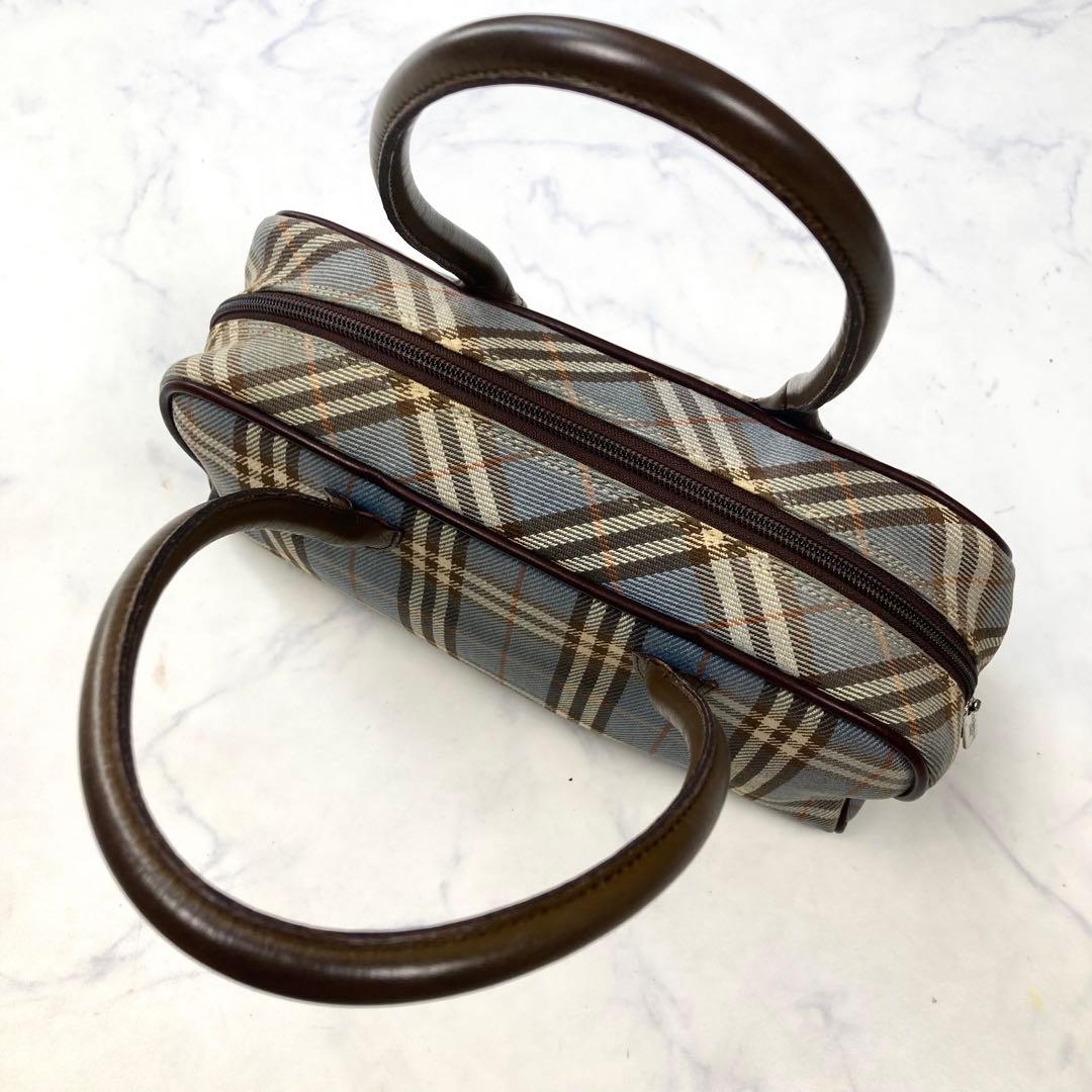 希少色 バーバリーブルーレーベル ミニボストン バッグ ノバチェック ホースロゴ