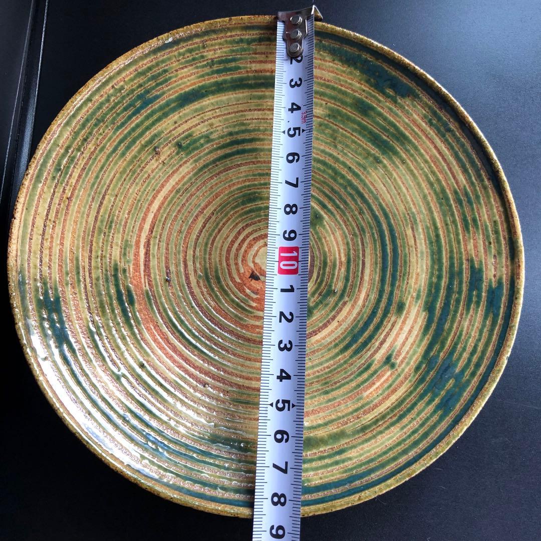 古美術◇蔵から波紋のような紋様の美しい、深い緑色の平たい