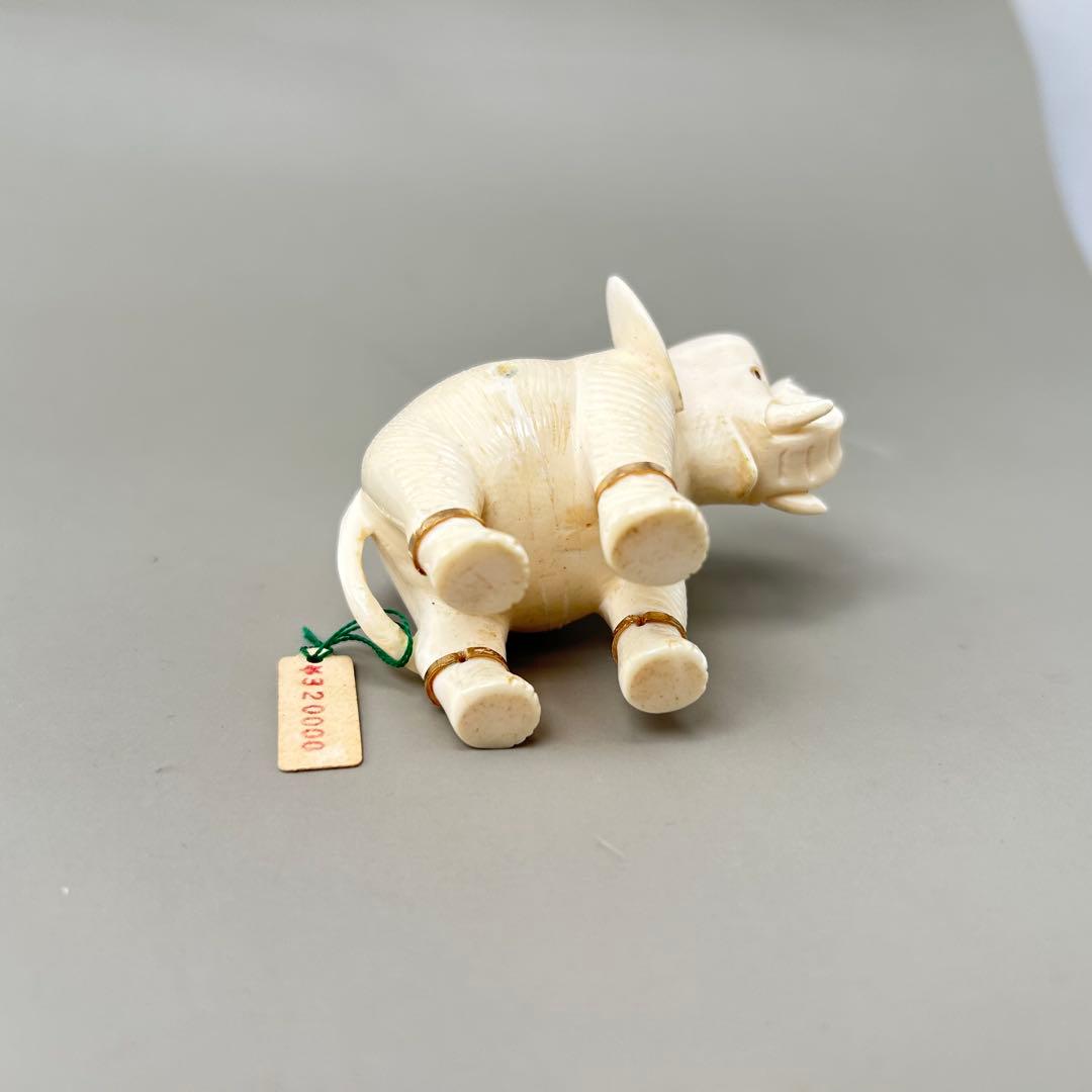 象の形 彫刻極上根付天然素材アンティーク骨董飾り物古美術置物細密細工