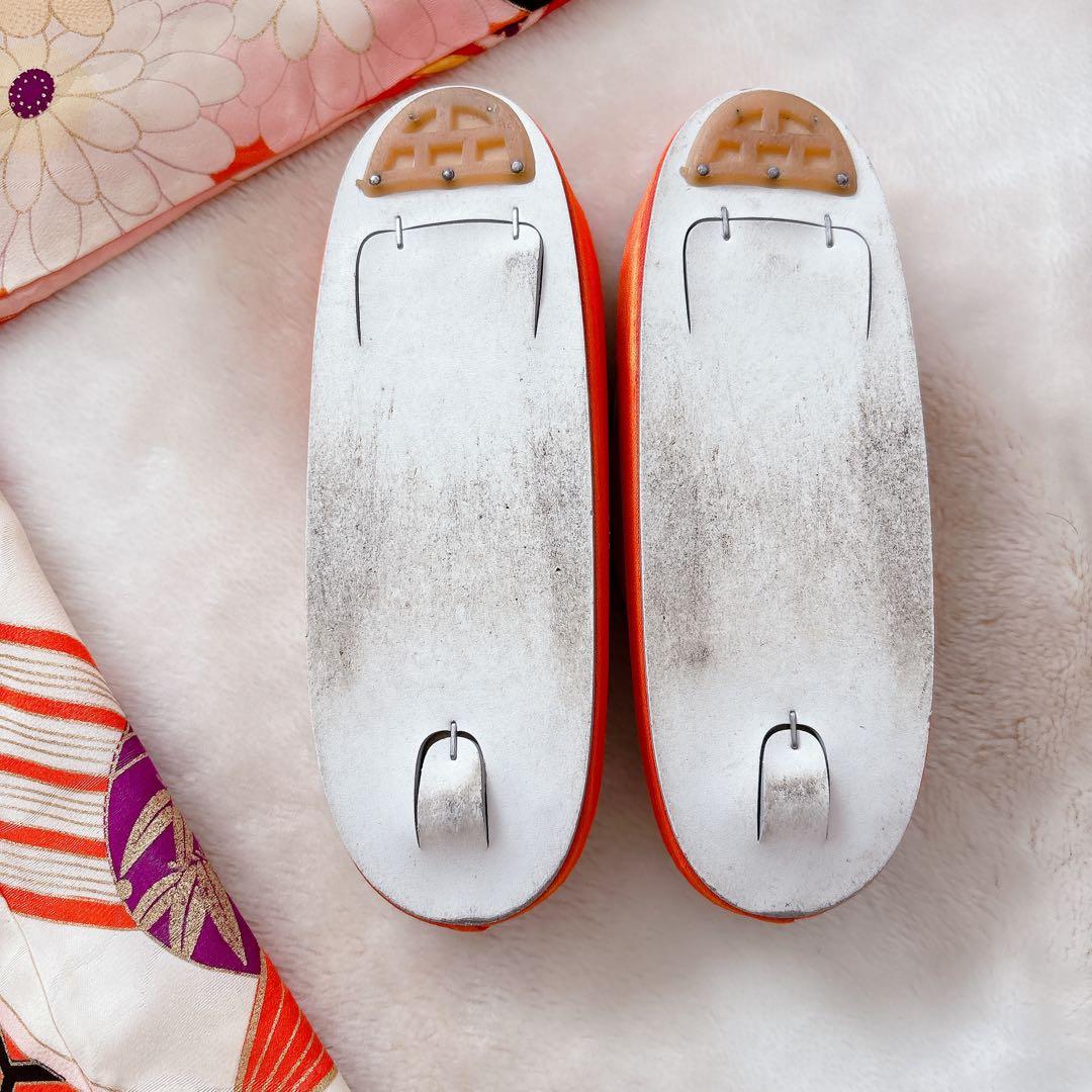 七五三　7歳　四つ身　子供着物　作り帯　女の子　長襦袢　フルセット　オレンジ