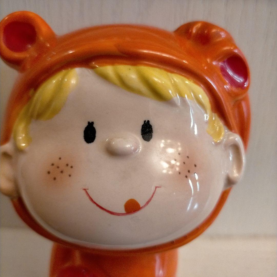 レア 水森亜土 サンリオ 貯金箱 陶器 りんご 女の子 お猿さん 昭和