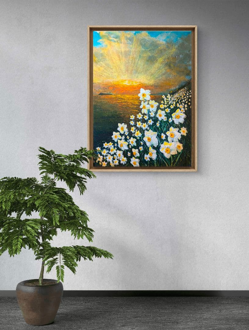 NY公募展入選作品「はじまりの島、水仙の島、淡路島」　アクリル画 大型P20号