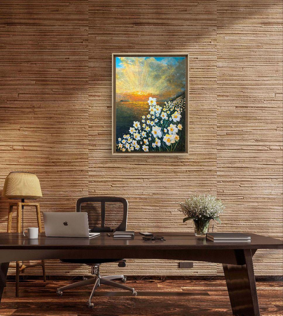 NY公募展入選作品「はじまりの島、水仙の島、淡路島」　アクリル画 大型P20号