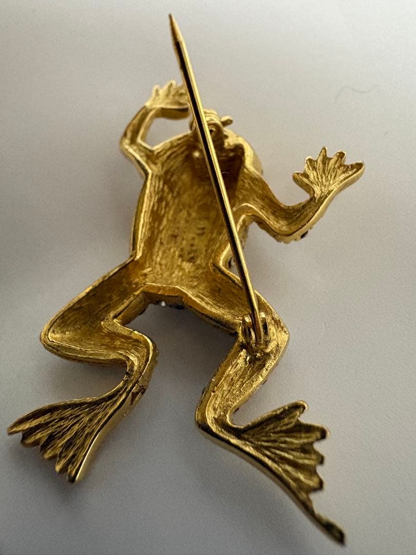 希少 クリスチャンディオール ブローチ カエル 蛙 ラインストーン