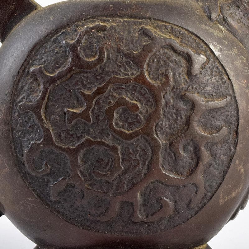 中国　古銅　獣口水滴　在銘　V　R9145