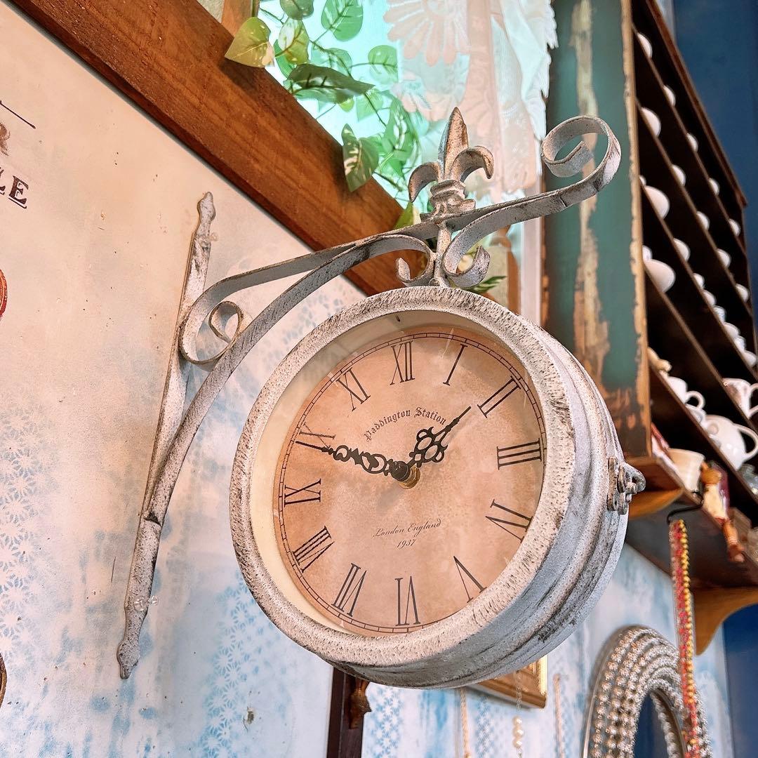 おしゃれな壁掛け時計 №.1 両面時計ウォールクロック アンティーク時計