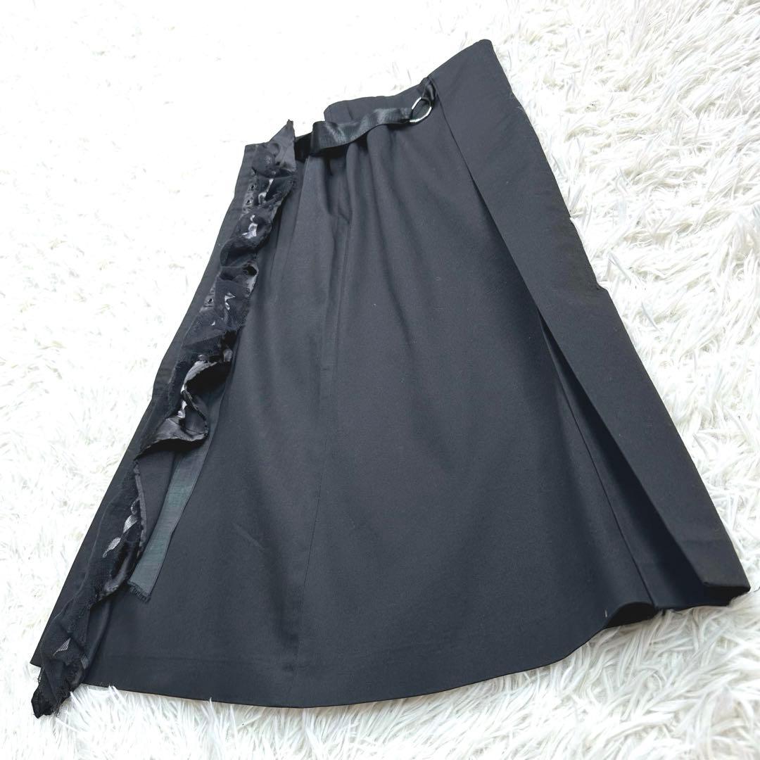 D&Gドルチェアンドガッバーナ サテン　レース　フリルスカート　ブラック　黒