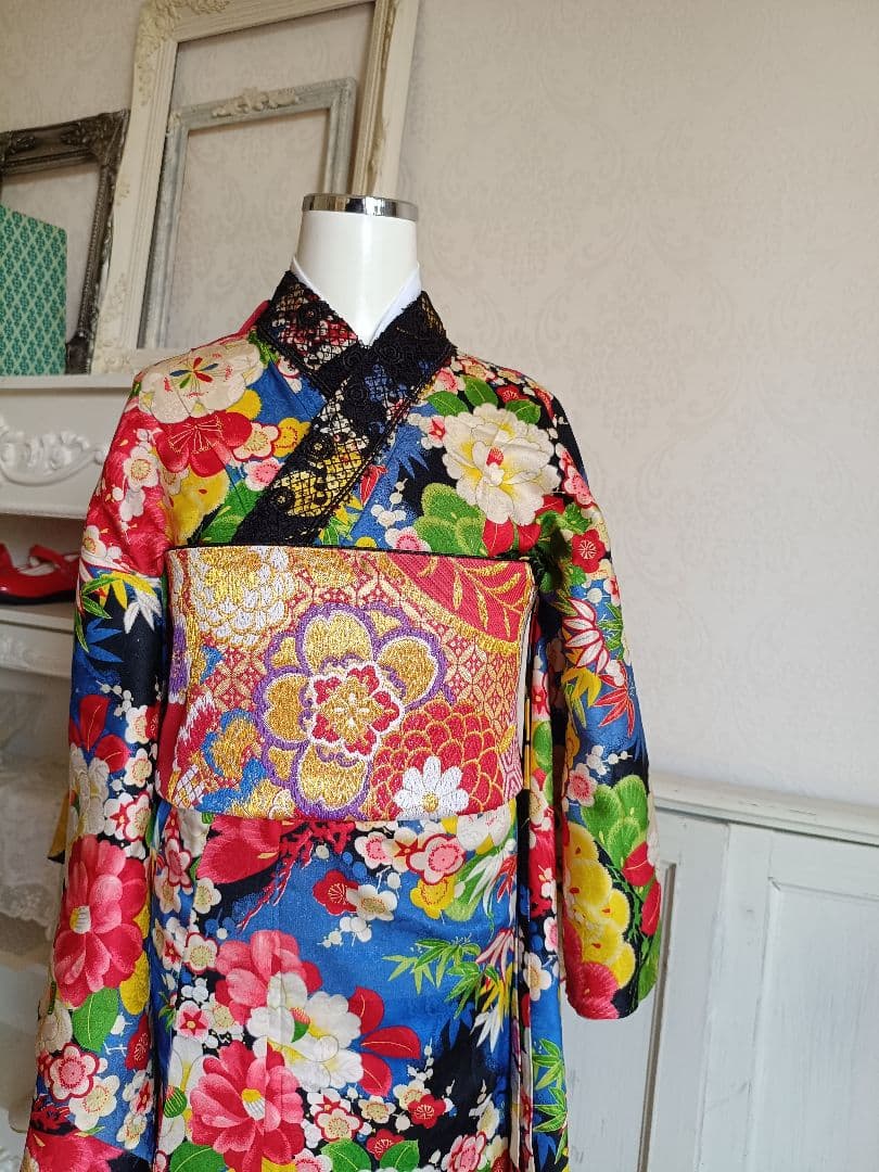 専用です☆赤に花模様のだらり帯☆作り帯