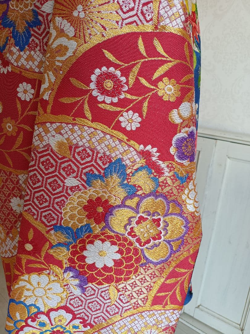 専用です☆赤に花模様のだらり帯☆作り帯