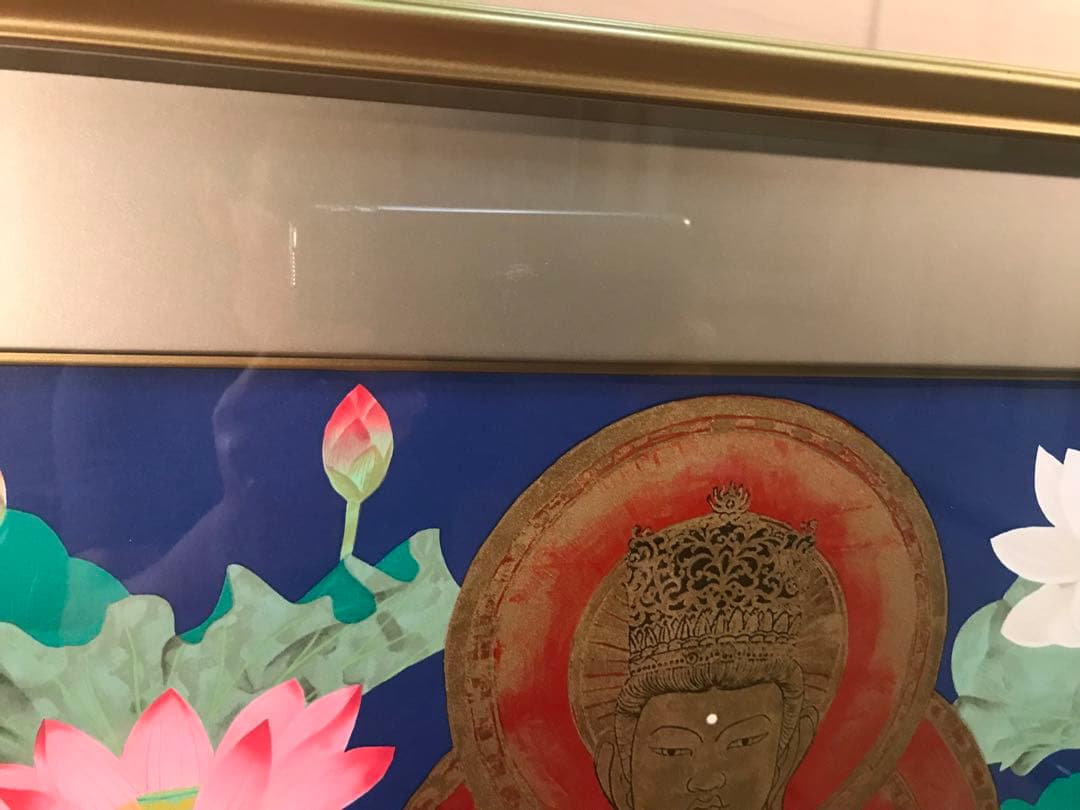 中島千波「大日如来蓮池図」リトグラフ＋エンボス技法直筆サイン・作品