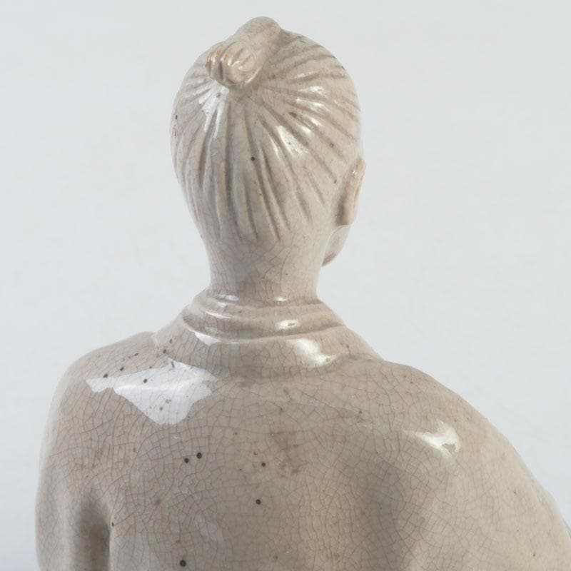 萩焼 十世 坂高麗左衛門作 吉田松陰坐像 置物 共箱 C 9256