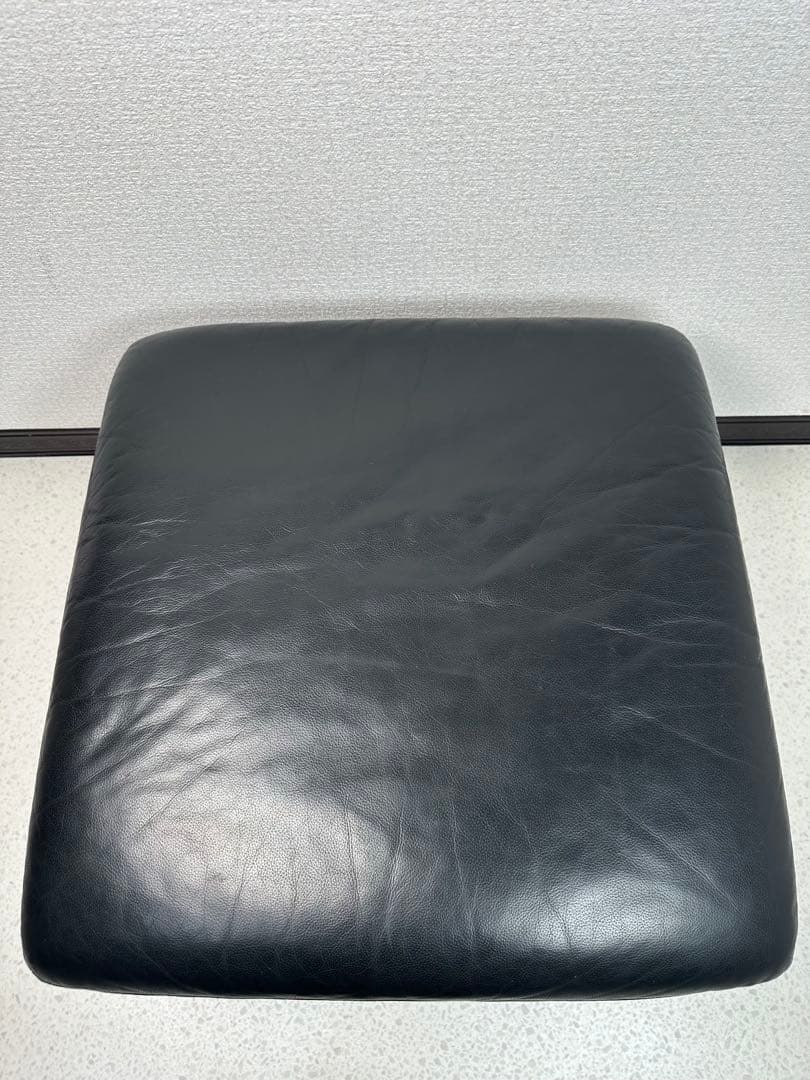ロレンツォ イタリア スツール オットマン 本革 家具 ブラック ※i4※