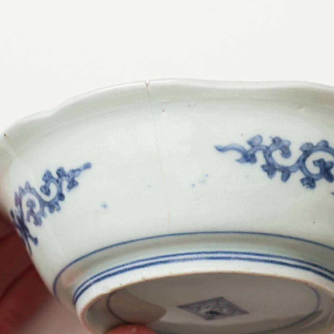 伊万里　古伊万里　江戸　中期　深皿　なます 皿　唐草　2客セット　金継ぎ　材料