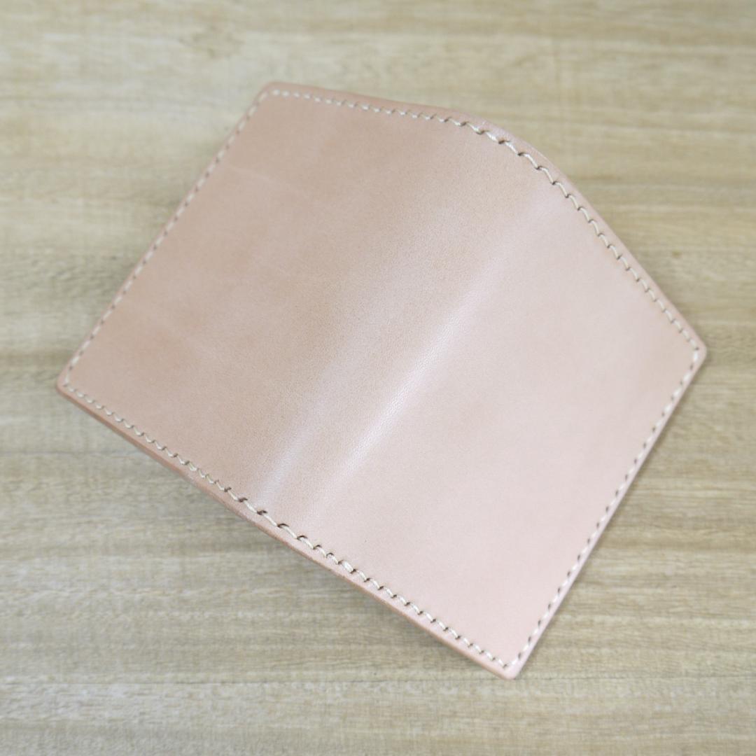 ヌメ革　フル栃木レザー　サドルレザー　コンパクトウォレット　二つ折り　生成り