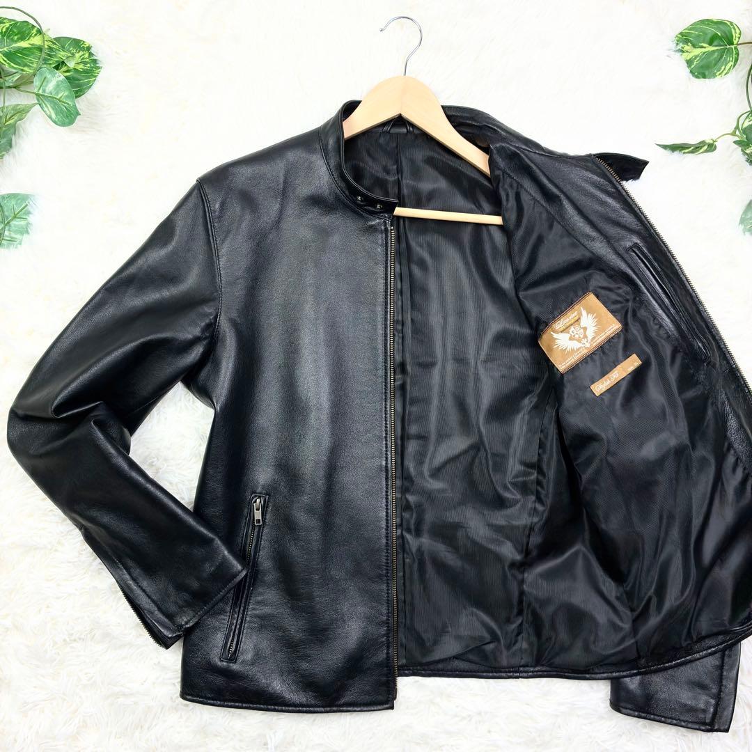 美品　リコリス　ラムレザー　シングルライダース　レザージャケット　3L　ブラック 極希少3L】Licorice リコリス ラムレザー 羊革 ダウン ジャケット