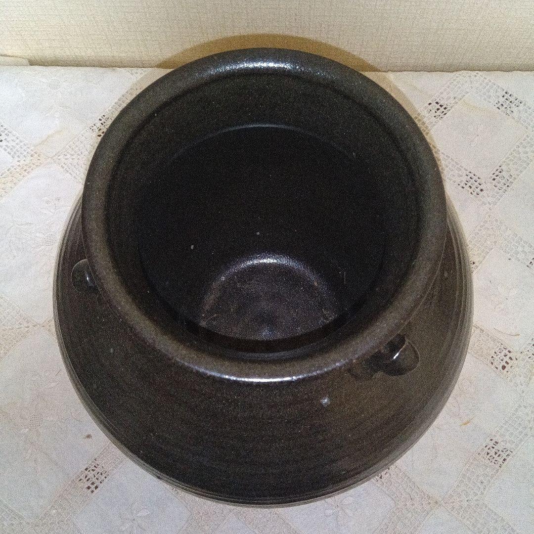 壺 富士五湖焼 五湖窯 黒釉 大型 木箱入り 栞り付き