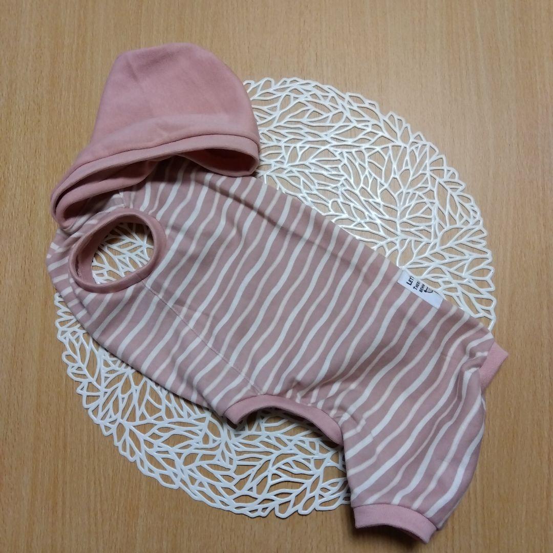 犬服 ハンドメイド フード付ロンパース