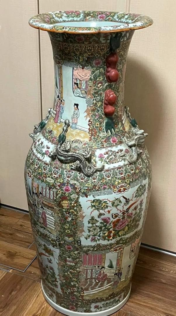 大花瓶　人物画　粉彩　飾り壺　花瓶 花器 壷 110cm