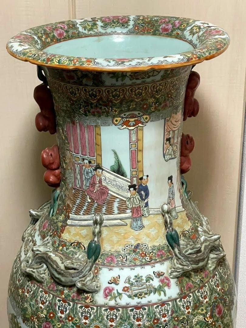 大花瓶　人物画　粉彩　飾り壺　花瓶 花器 壷 110cm